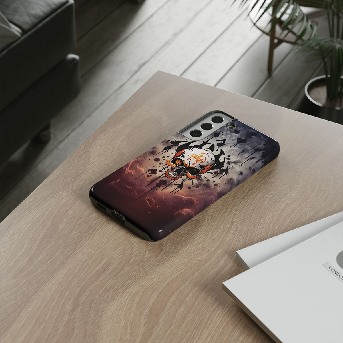 Phone Case - Tough - Orange Skull
