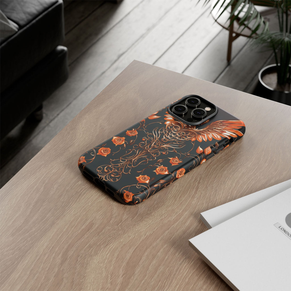 Phone Case - Tough - Orange Skull & Wings