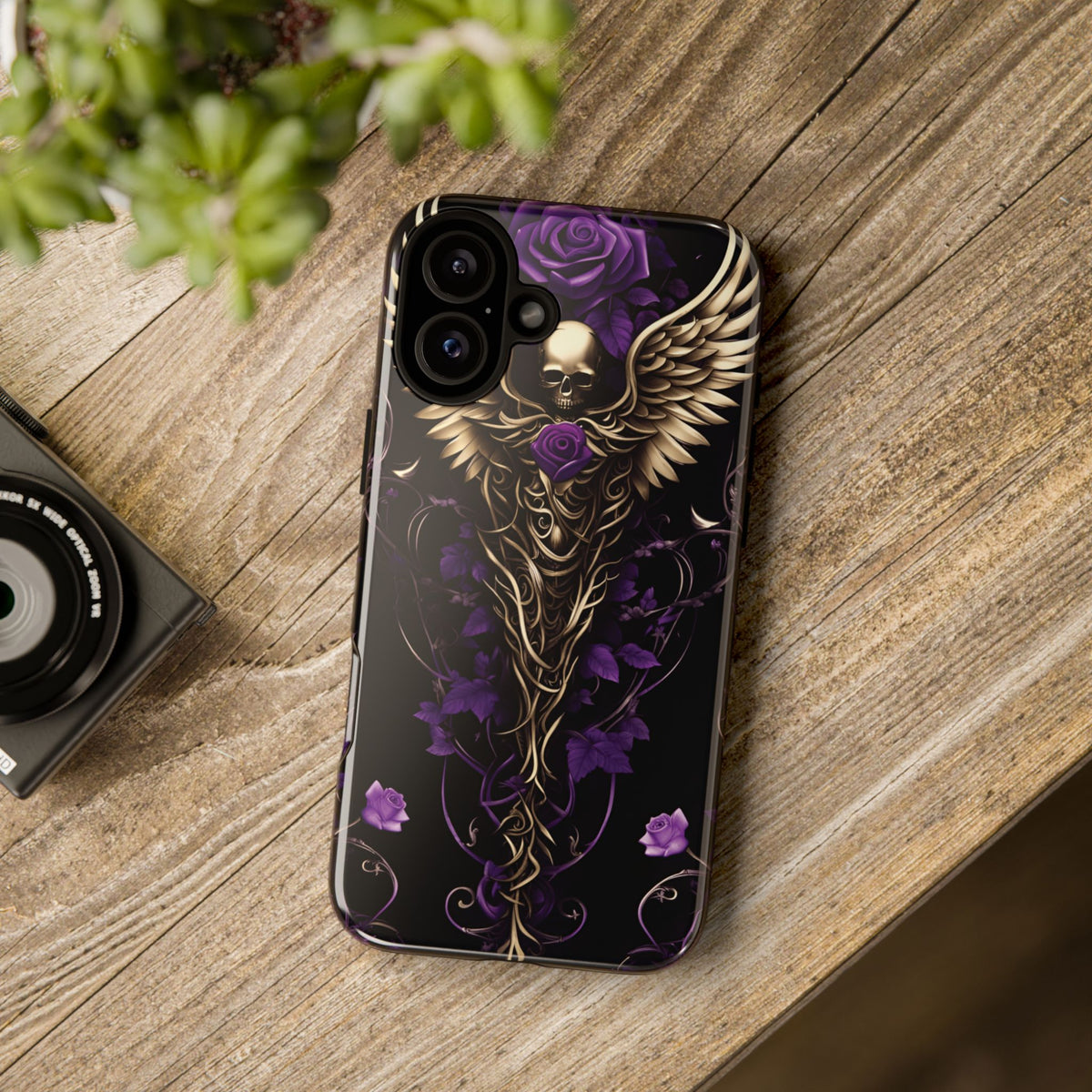Phone Case - Tough - Purple Skull & Wings