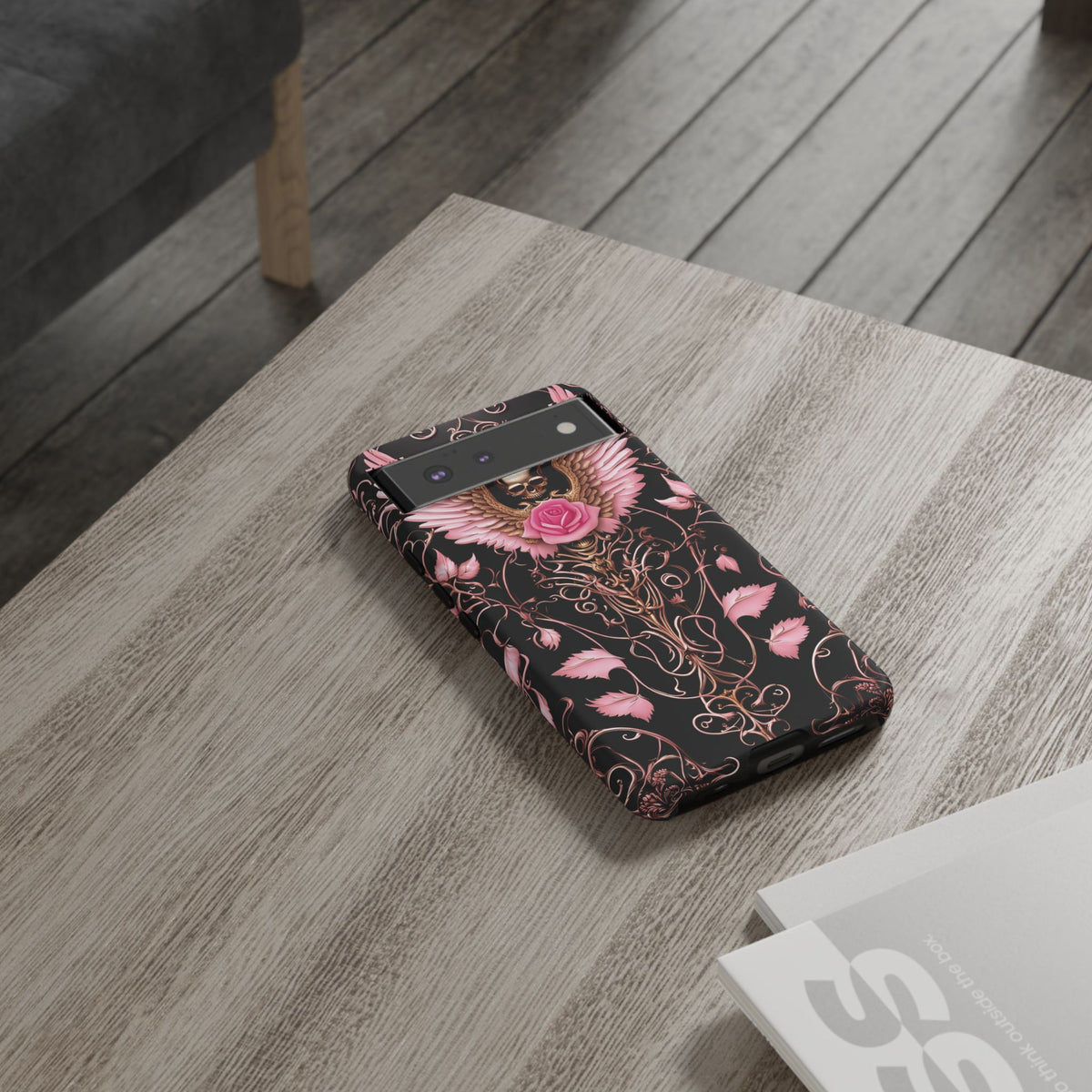 Phone Case - Tough - Pink Skull & Wings