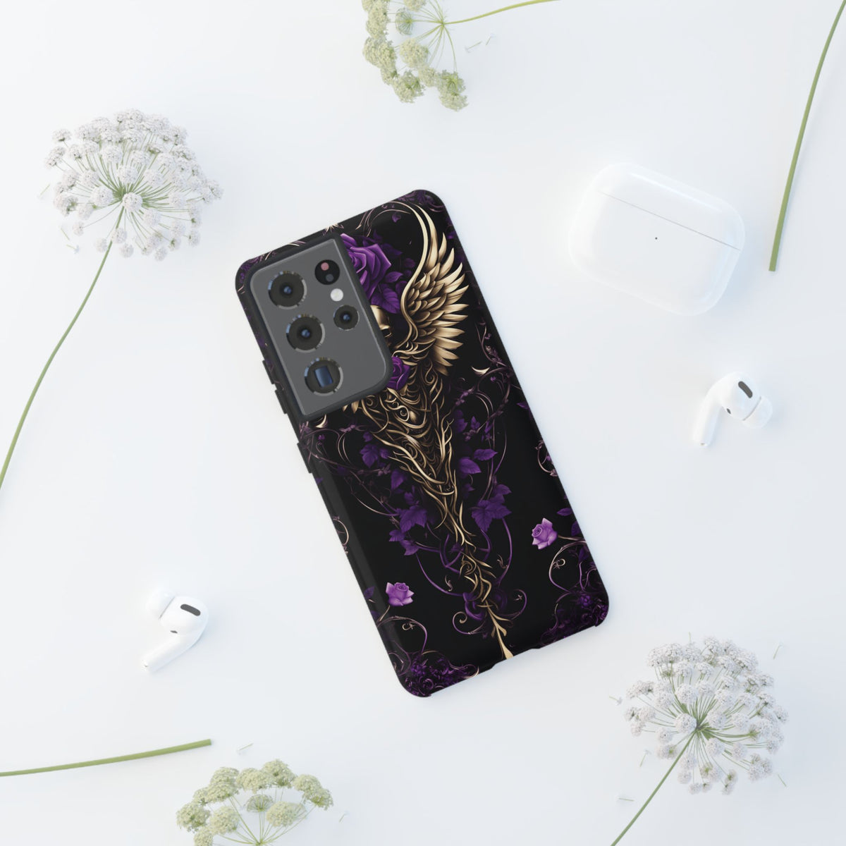 Phone Case - Tough - Purple Skull & Wings