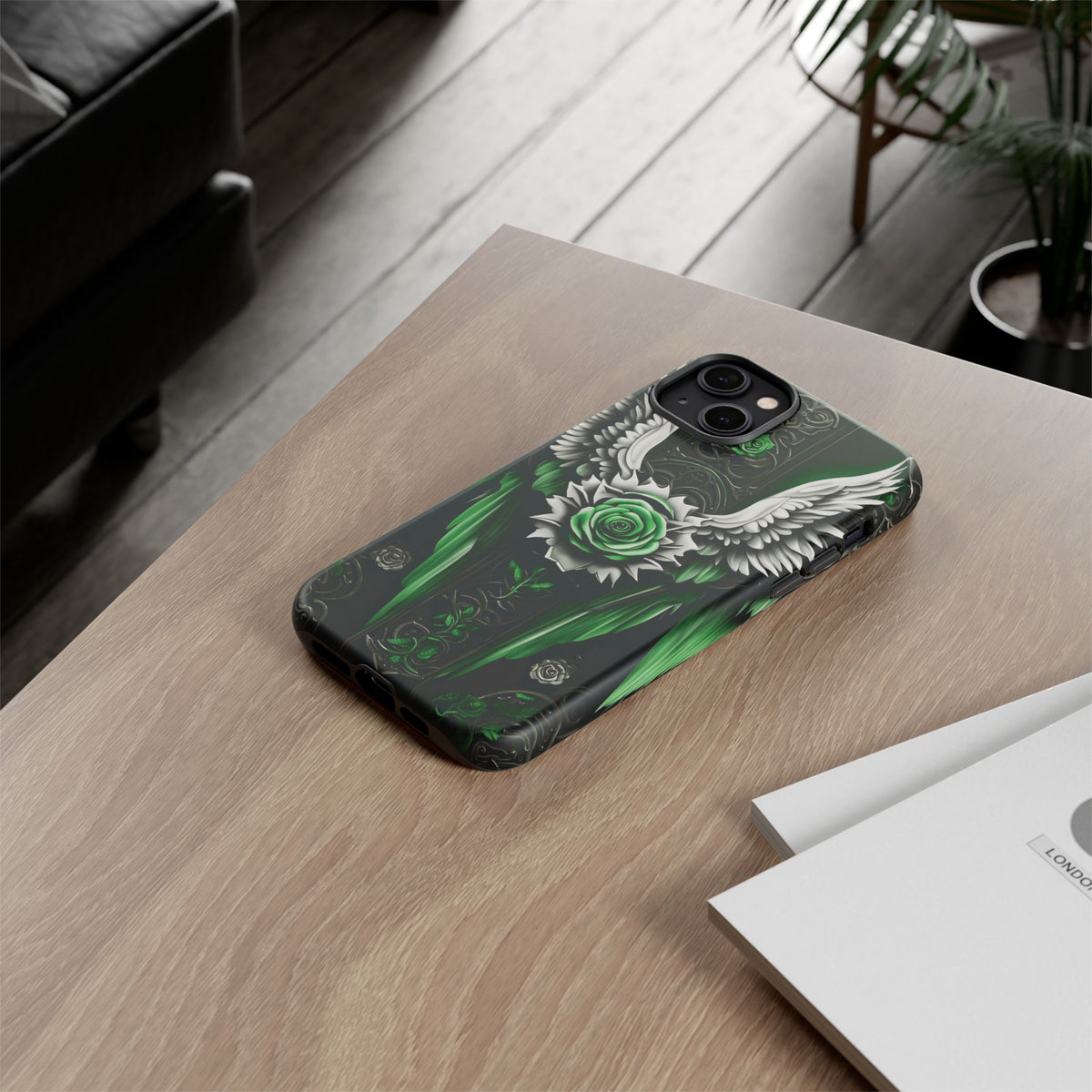 Phone Case - Tough - Green Angel Wings