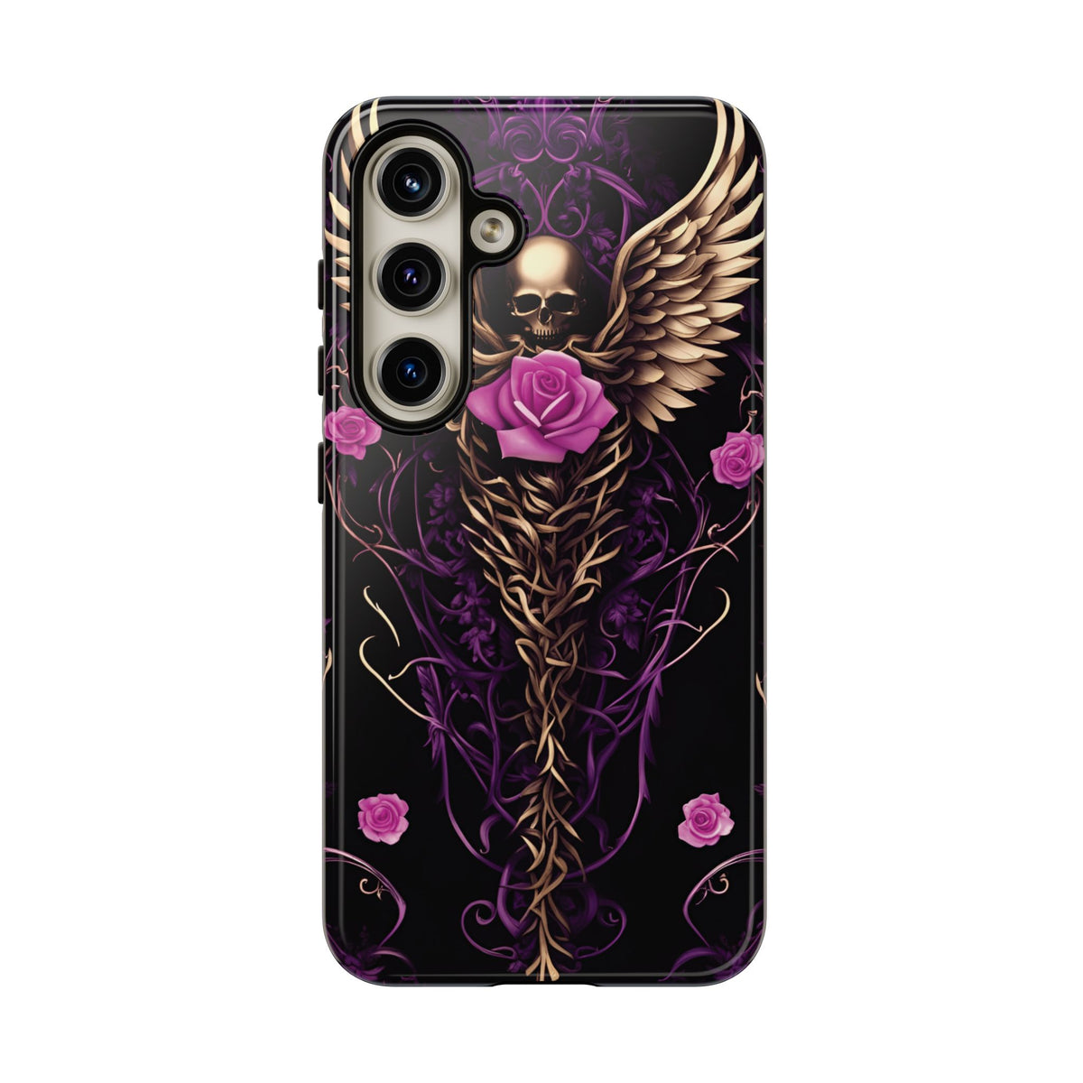 Phone Case - Tough - Purple, Pink Skull & Wings