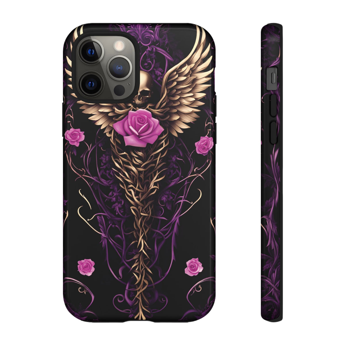 Phone Case - Tough - Purple, Pink Skull & Wings