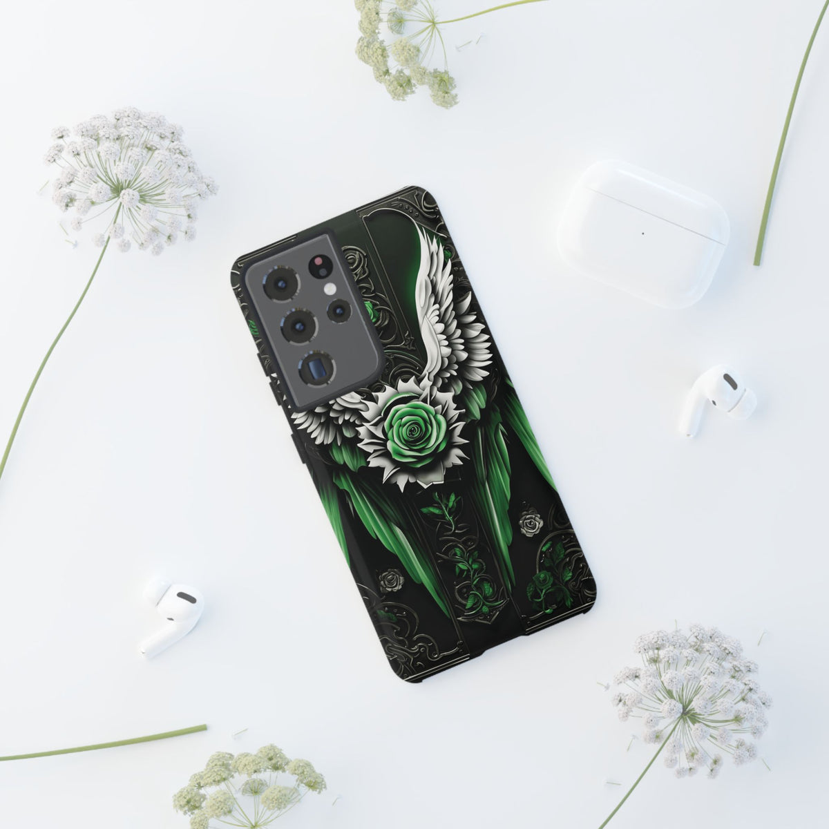 Phone Case - Tough - Green Angel Wings