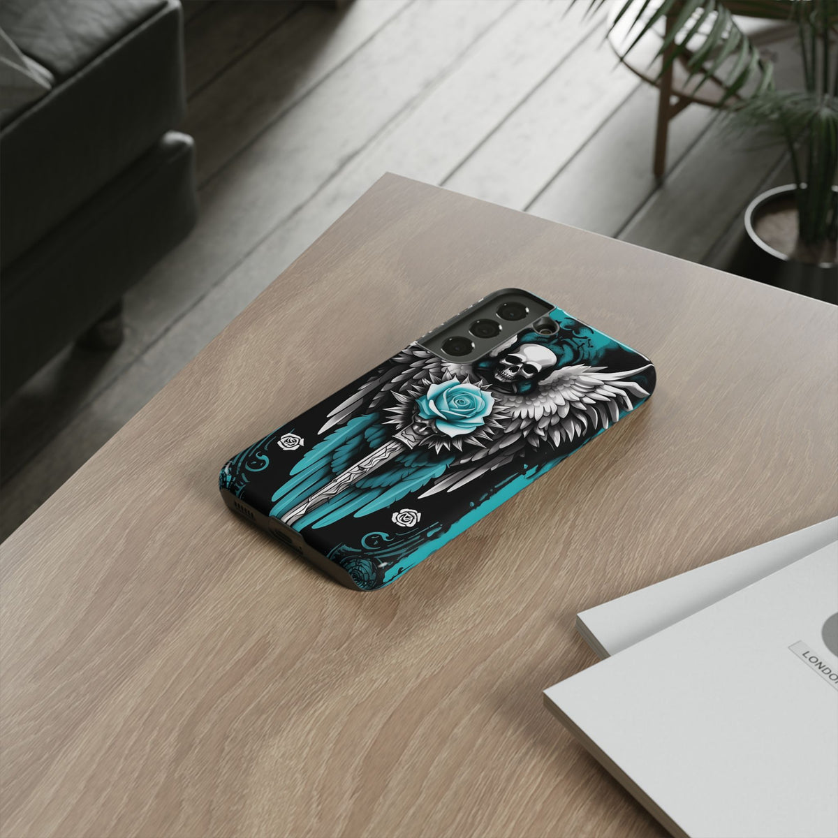 Phone Case - Tough - Cyan Angel Wings