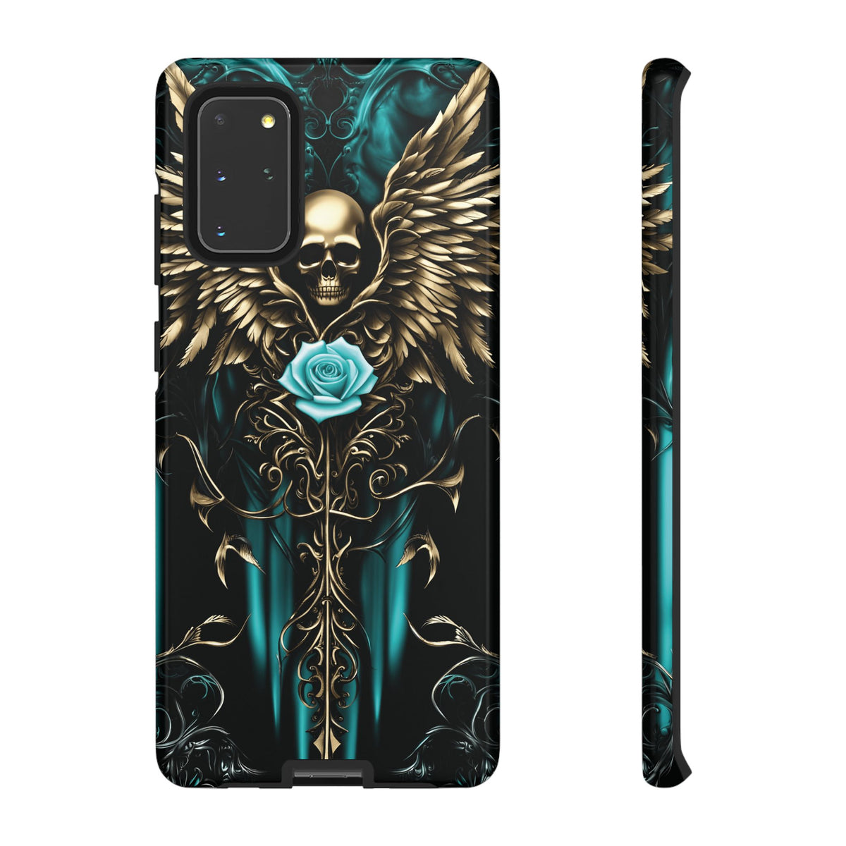 Phone Case - Tough - Cyan Skull & Wings