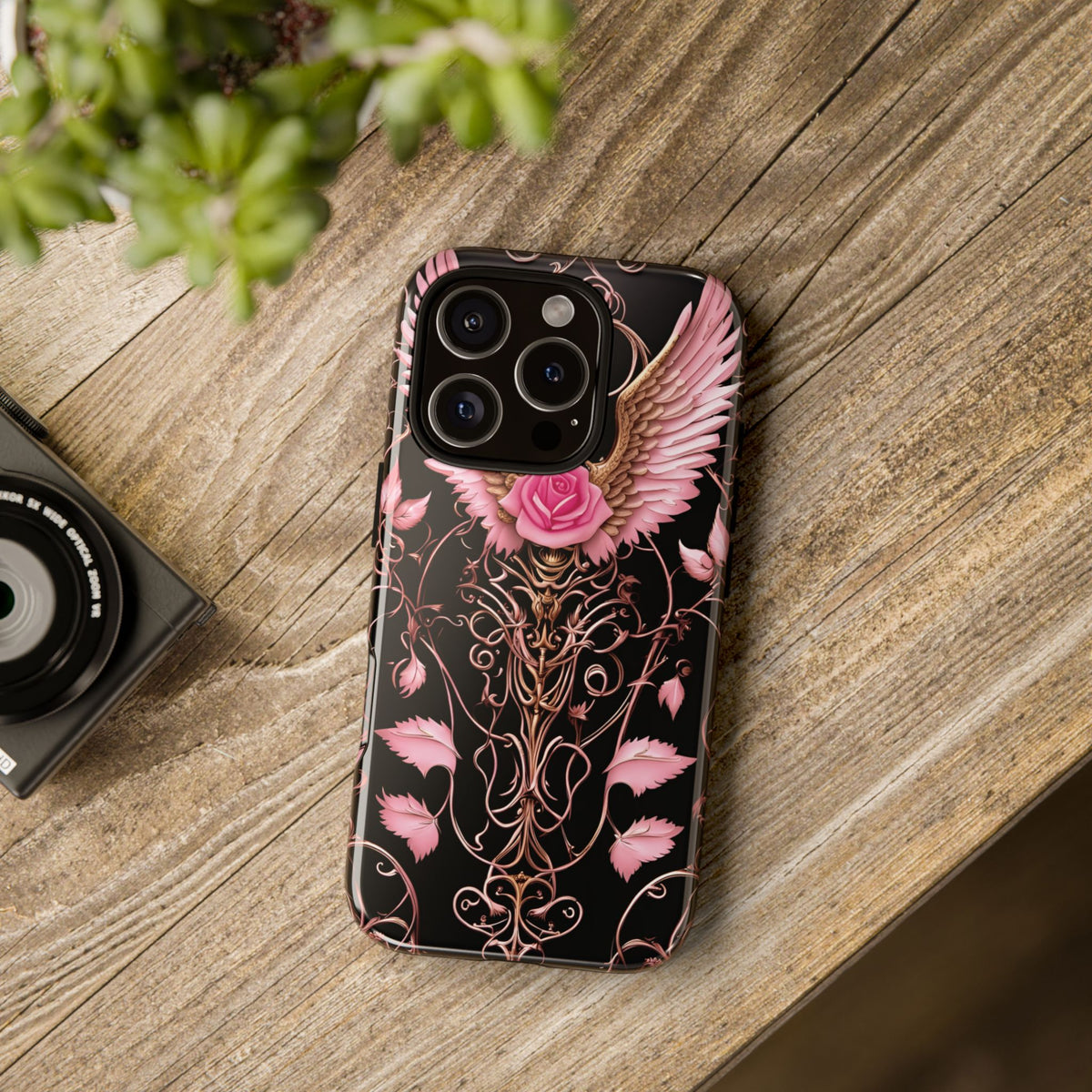 Phone Case - Tough - Pink Skull & Wings