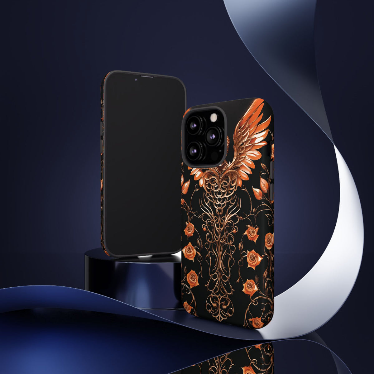 Phone Case - Tough - Orange Skull & Wings