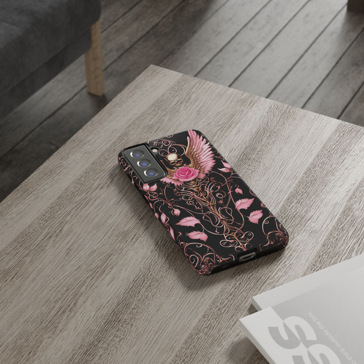 Phone Case - Tough - Pink Skull & Wings