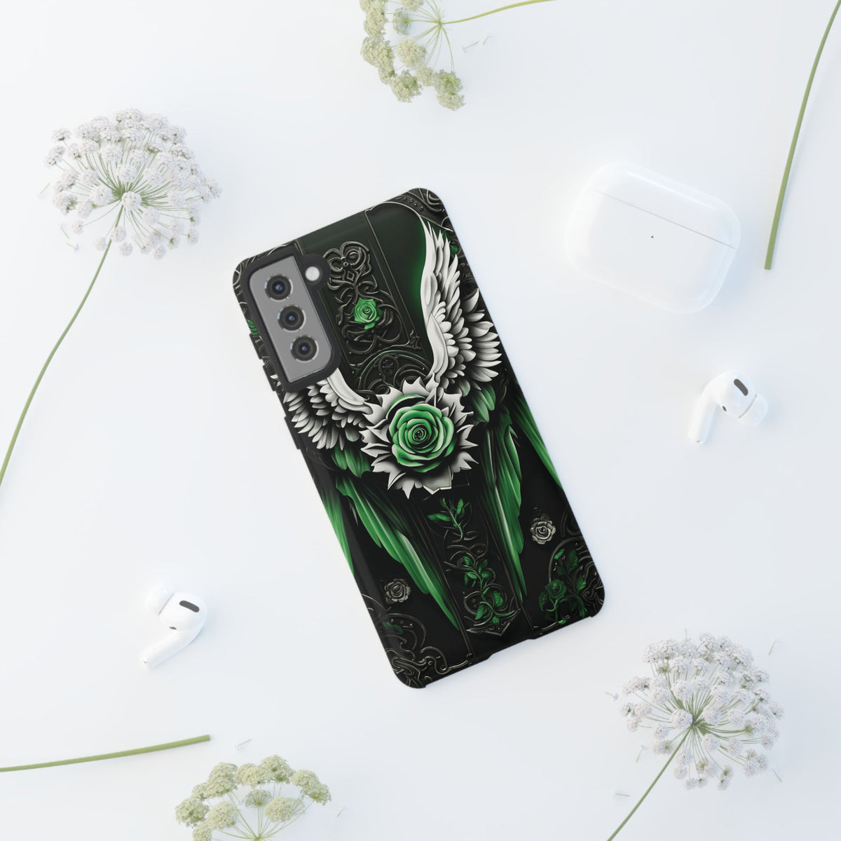 Phone Case - Tough - Green Angel Wings