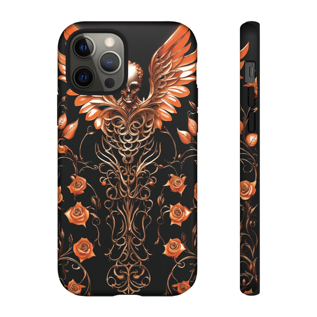 Phone Case - Tough - Orange Skull & Wings