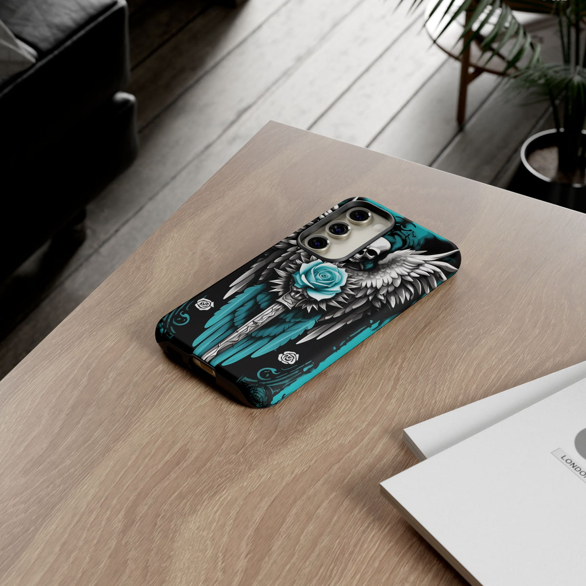 Phone Case - Tough - Cyan Angel Wings