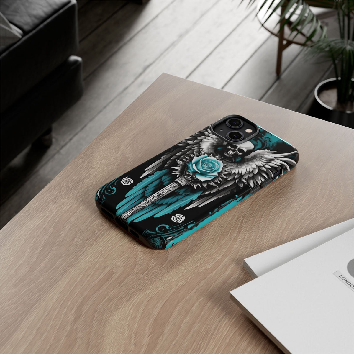 Phone Case - Tough - Cyan Angel Wings