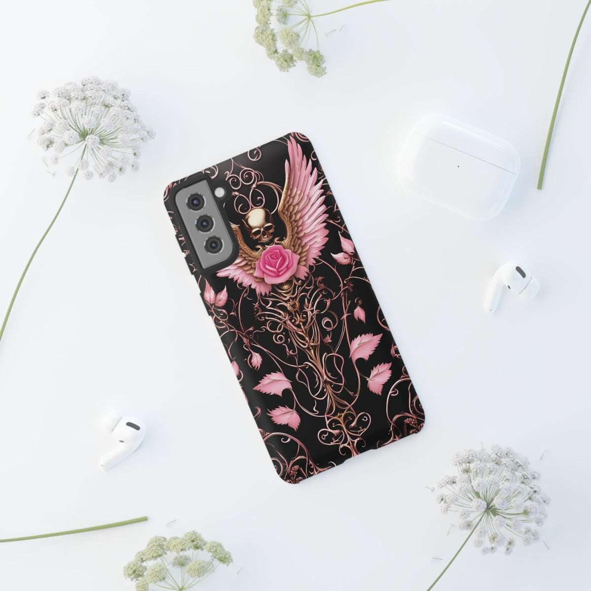 Phone Case - Tough - Pink Skull & Wings