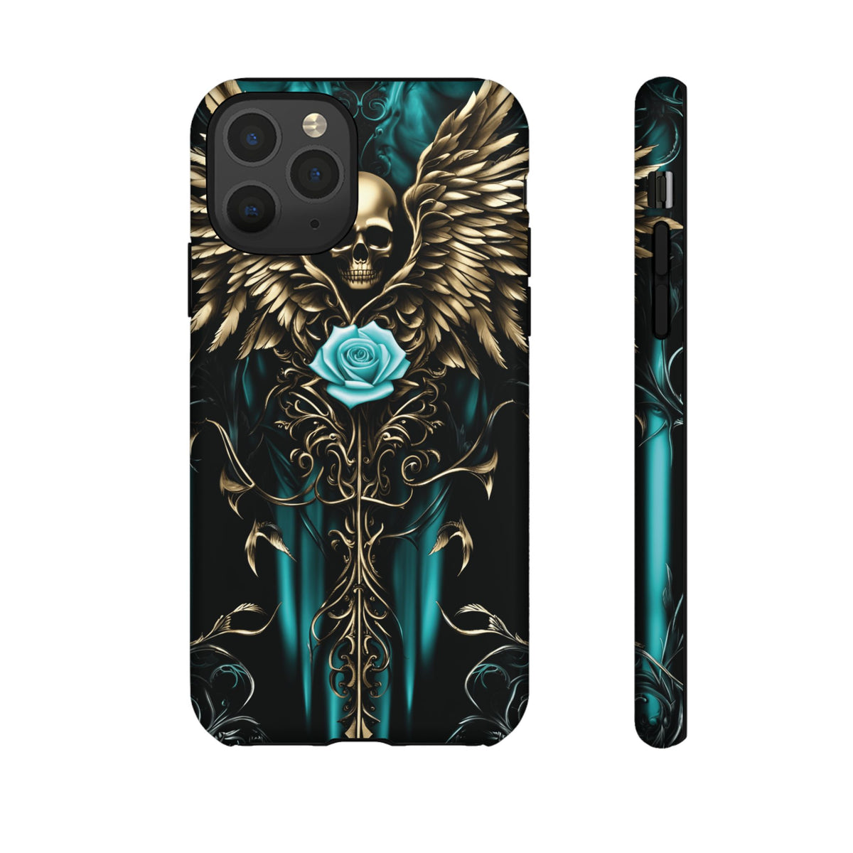 Phone Case - Tough - Cyan Skull & Wings