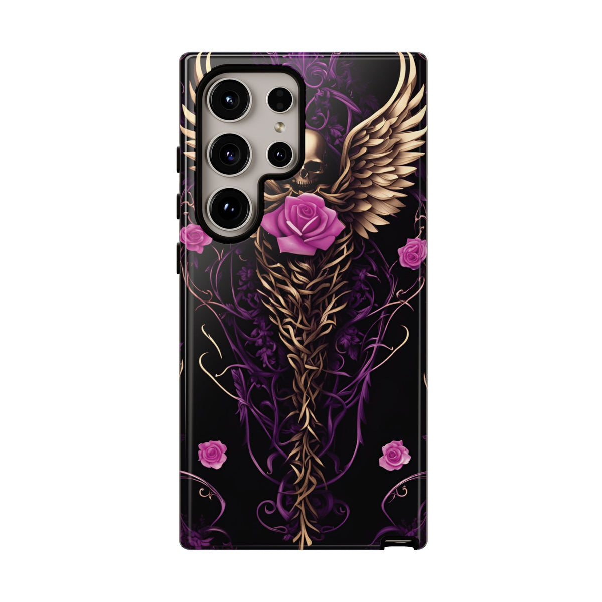 Phone Case - Tough - Purple, Pink Skull & Wings