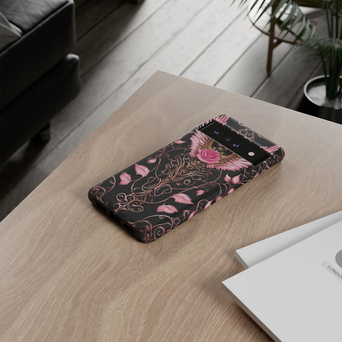 Phone Case - Tough - Pink Skull & Wings